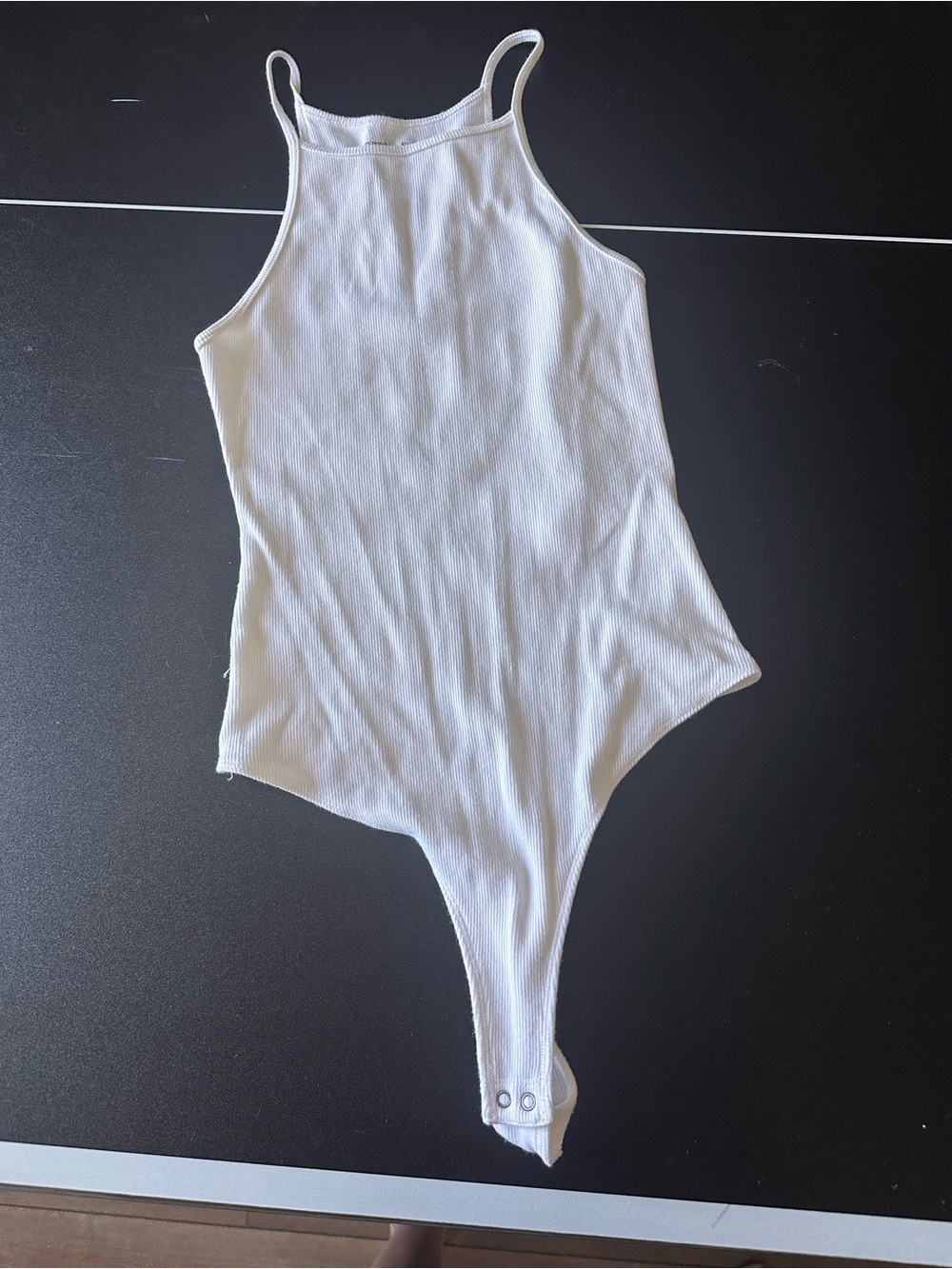 Abercrombie & Fitch White Ribbed One-Piece Bodysuit